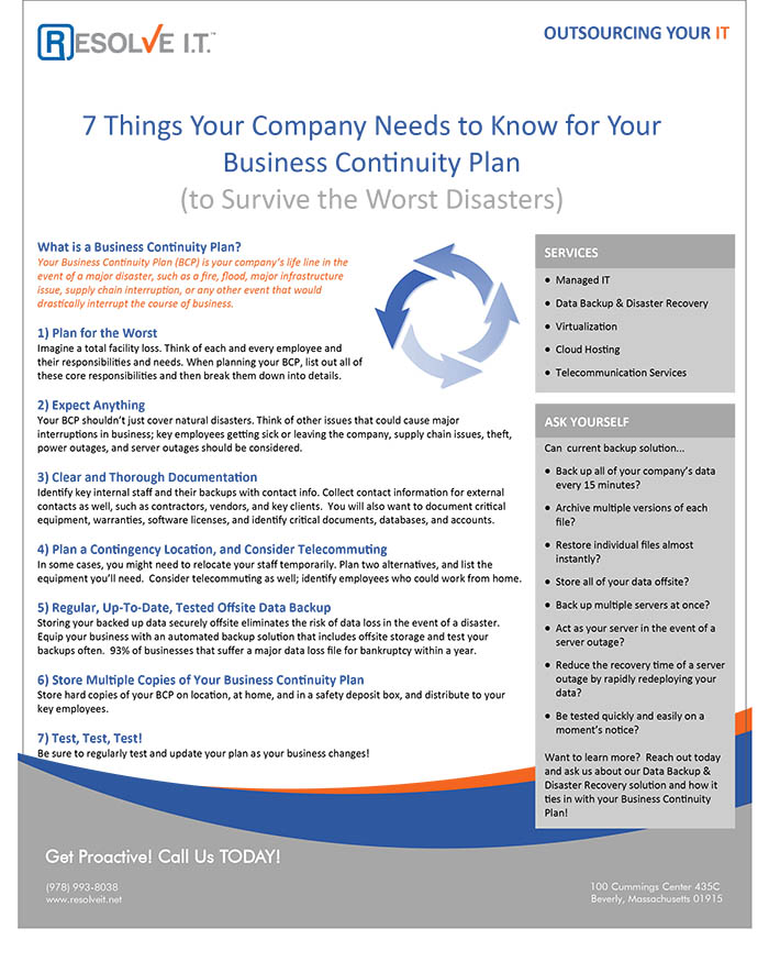 Download Business Continuity Plan Cheat Sheet