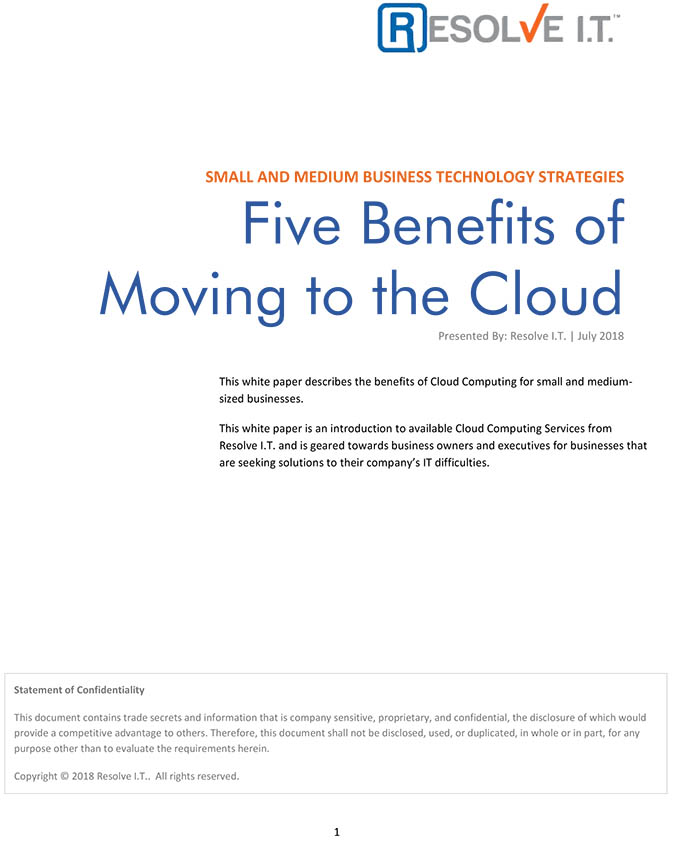 Five Benefits of Moving to the Cloud – Whitepaper